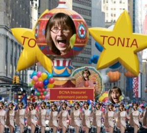 Tonia's retirement parade, being unabashedly Tonia